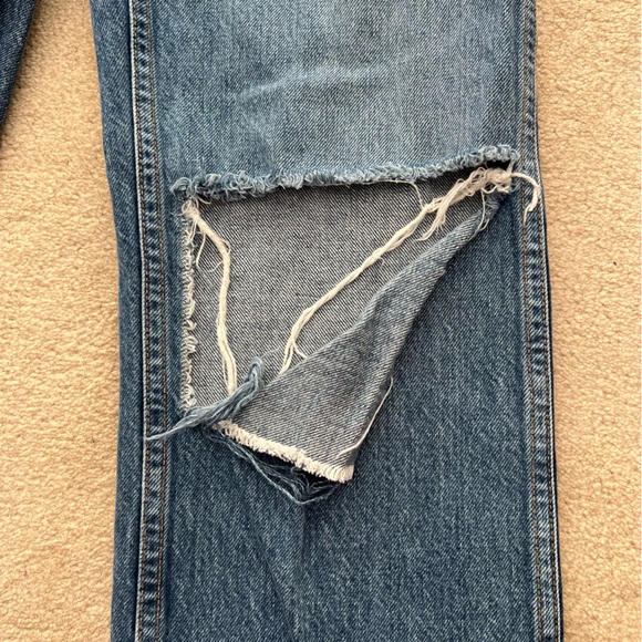 Re/Done Originals 90s High Rise Loose Leg Jeans Distressed Size 24 - Picture 5 of 14
